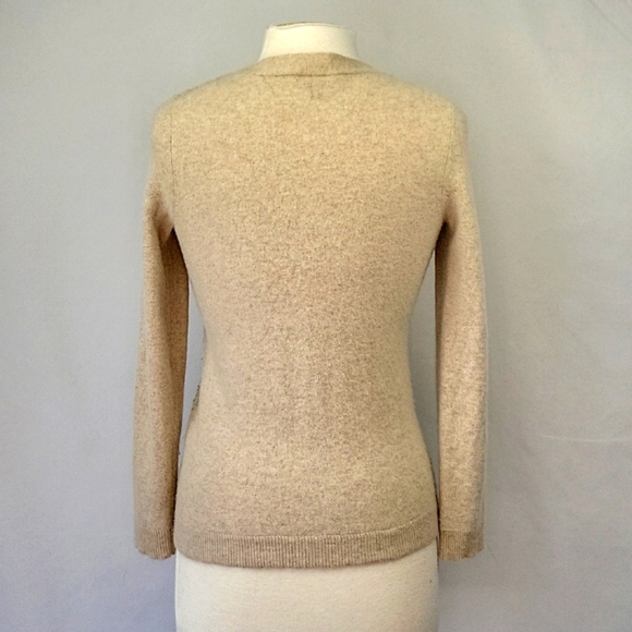 Talbots Lambswool/ Angora V-Neck Cardigan Beige Size Medium - Picture 6 of 13